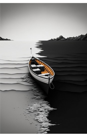 White and black seascape - Πίνακας σε καμβά