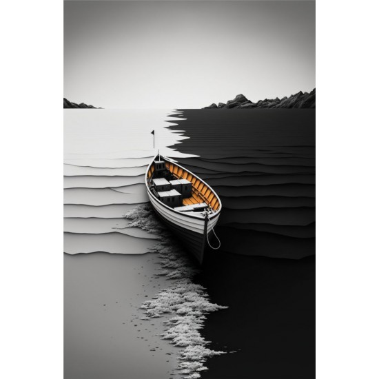 White and black seascape - Πίνακας σε καμβά Κάδρα / Καμβάδες