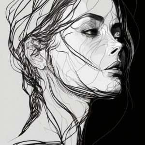 White and black womans face - Πίνακας σε καμβά