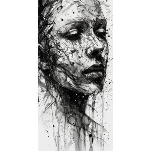 White and black womans face 2 - Πίνακας σε καμβά