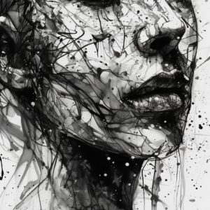 White and black womans face 2 - Πίνακας σε καμβά