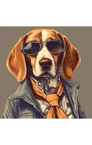 60s fashion beagle dog 2 - Πίνακας σε καμβά