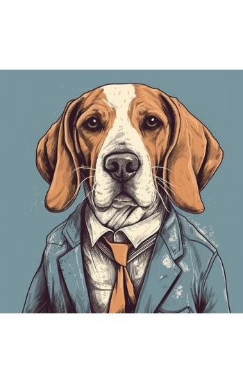 60s fashion beagle dog - Πίνακας σε καμβά