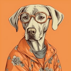60s fashion dog - Πίνακας σε καμβά