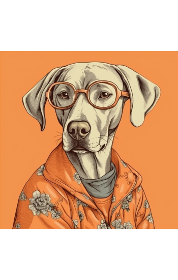 60s fashion dog - Πίνακας σε καμβά