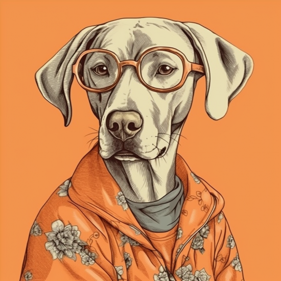 60s fashion dog - Πίνακας σε καμβά Κάδρα / Καμβάδες