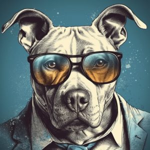 60s fashion pitbull dog 2 - Πίνακας σε καμβά