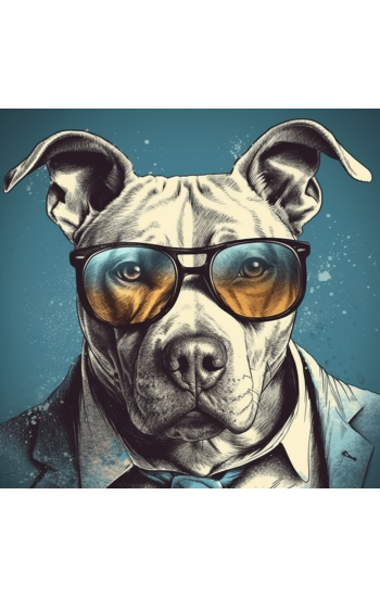 60s fashion pitbull dog 2 - Πίνακας σε καμβά
