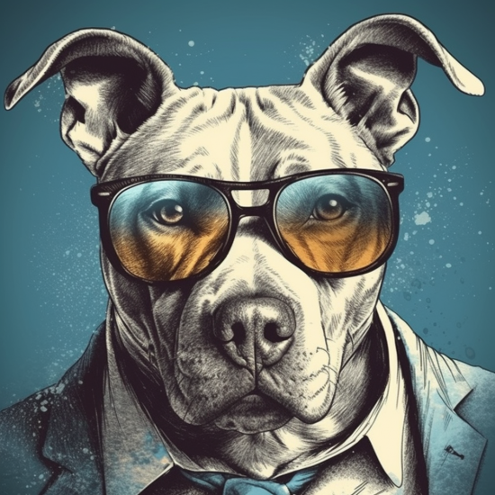 60s fashion pitbull dog 2 - Πίνακας σε καμβά Κάδρα / Καμβάδες