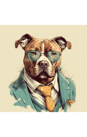 60s fashion pitbull dog 3 - Πίνακας σε καμβά