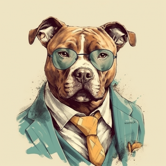 60s fashion pitbull dog 3 - Πίνακας σε καμβά Κάδρα / Καμβάδες