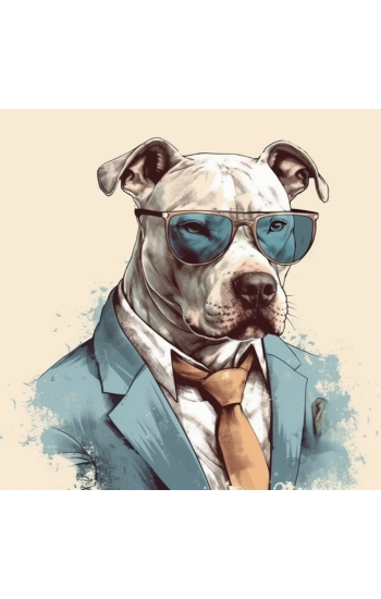 60s fashion pitbull dog - Πίνακας σε καμβά