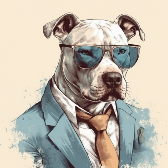60s fashion pitbull dog - Πίνακας σε καμβά Κάδρα / Καμβάδες