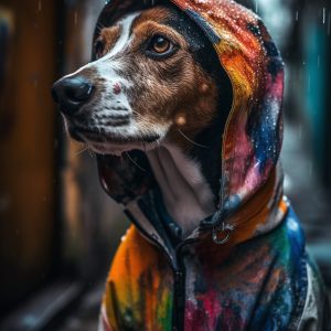 Beagle dog in the rain - Πίνακας σε καμβά