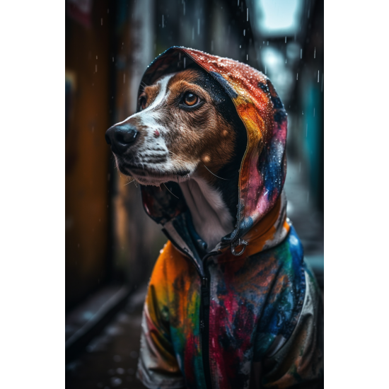 Beagle dog in the rain - Πίνακας σε καμβά