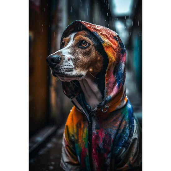 Beagle dog in the rain - Πίνακας σε καμβά Κάδρα / Καμβάδες