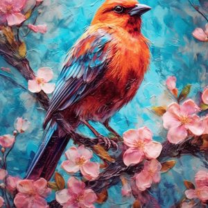 Bird and flowers - Πίνακας σε καμβά Bird and flowers - Πίνακας σε καμβά