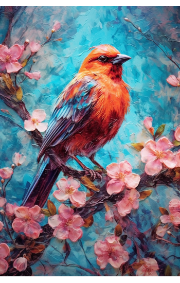 Bird and flowers - Πίνακας σε καμβά