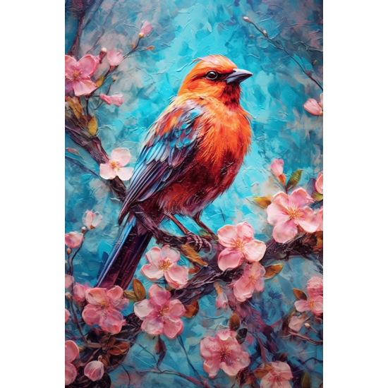 Bird and flowers - Πίνακας σε καμβά Κάδρα / Καμβάδες