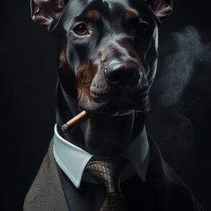Doberman smoking cigar - Mafia animals - Πίνακας σε καμβά