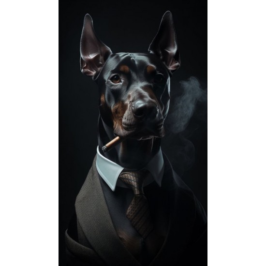 Doberman smoking cigar - Mafia animals - Πίνακας σε καμβά
