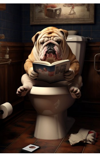 Βulldog in toilet - Πίνακας σε καμβά