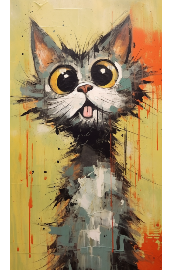 Cartoon cat looking up - Πίνακας σε καμβά