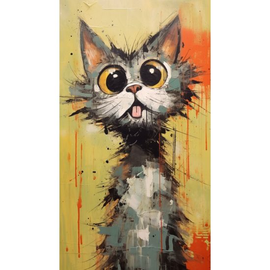 Cartoon cat looking up - Πίνακας σε καμβά