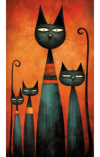 Cat family portrait - Πίνακας σε καμβά