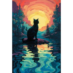 Cat standing on a small hill - Πίνακας σε καμβά