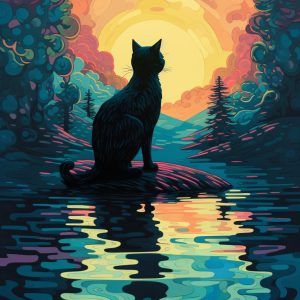 Cat standing on a small hill - Πίνακας σε καμβά