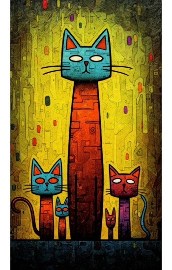 Cats family - Πίνακας σε καμβά
