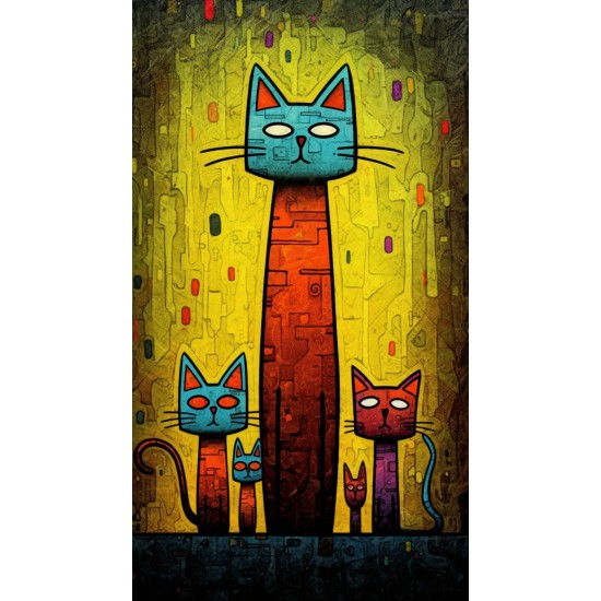 Cats family - Πίνακας σε καμβά Κάδρα / Καμβάδες