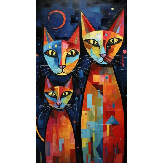 Cats in space - Πίνακας σε καμβά Κάδρα / Καμβάδες
