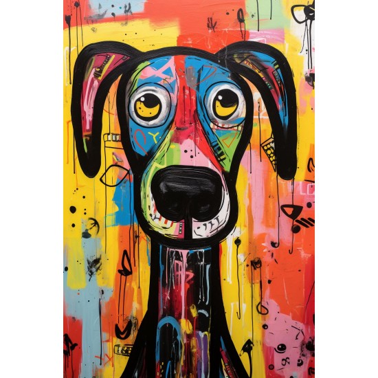 Colourful dog - Πίνακας σε καμβά - Πίνακας σε καμβά Κάδρα / Καμβάδες