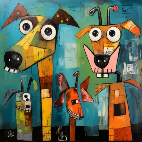 Crazy dogs - Πίνακας σε καμβά Κάδρα / Καμβάδες