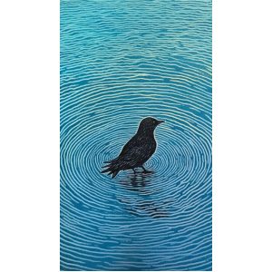 Crow in water - Πίνακας σε καμβά