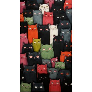Crowded cats 2- Πίνακας σε καμβά