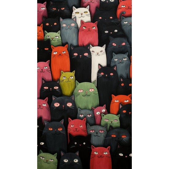 Crowded cats 2- Πίνακας σε καμβά Κάδρα / Καμβάδες