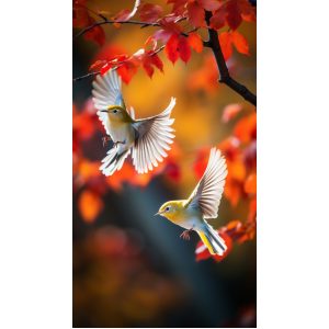 Cute birds spread their wins - Πίνακας σε καμβά