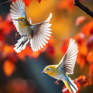 Cute birds spread their wins - Πίνακας σε καμβά