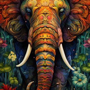 Ethnic elephant - Πίνακας σε καμβά