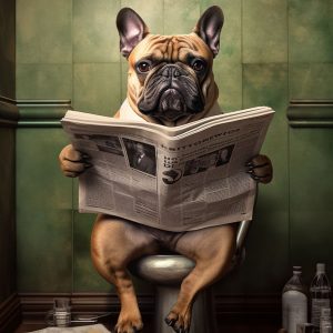French bulldog in the toilet - Πίνακας σε καμβά