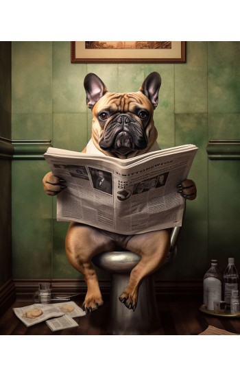 French bulldog in the toilet - Πίνακας σε καμβά