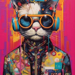 Funky cat - Πίνακας σε καμβά