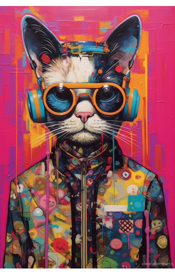 Funky cat - Πίνακας σε καμβά