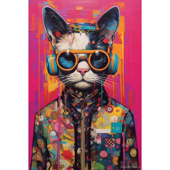 Funky cat - Πίνακας σε καμβά Κάδρα / Καμβάδες