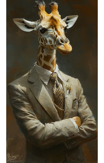 Giraffe in a suit - Πίνακας σε καμβά