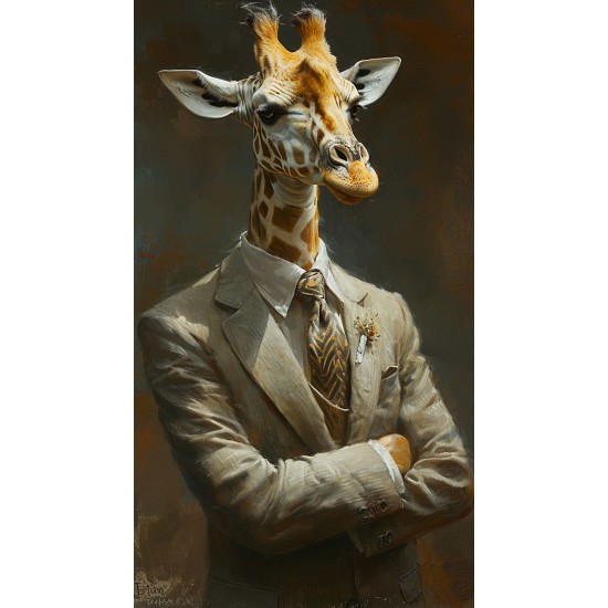 Giraffe in a suit - Πίνακας σε καμβά