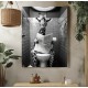 Happy giraffe on toilet - Πίνακας σε καμβά Κάδρα / Καμβάδες
